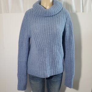 Banana Republic Wool Alpaca Blend Chunky Turtleneck Cozy Blue Size L